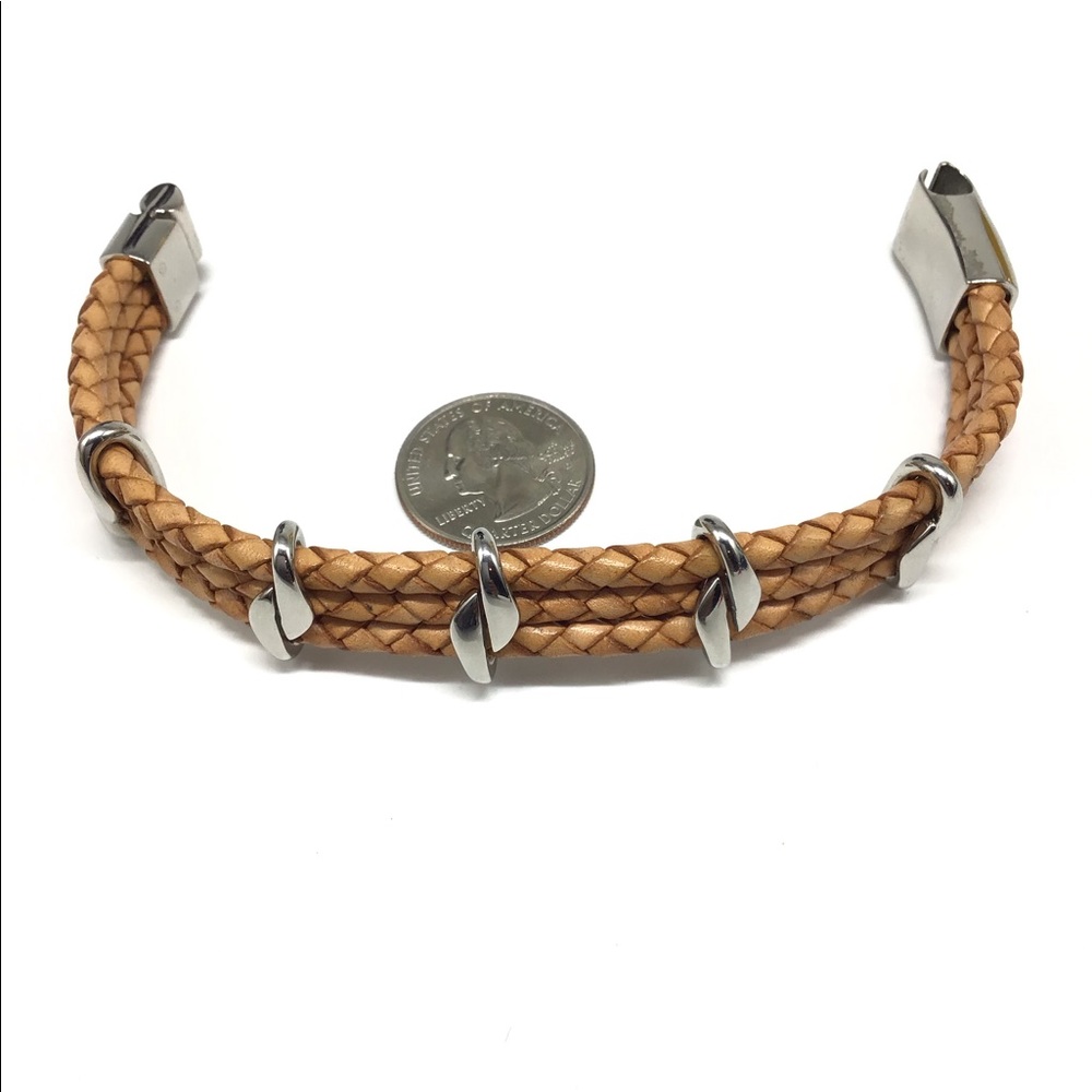 Men’s Leather & Steel Bracelet - Picture 7 of 7